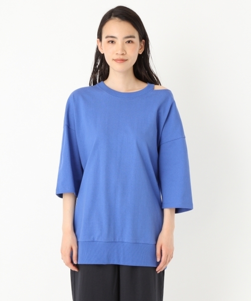 niko and...(ニコアンド)の「コットンカットアウトワイド6分袖Tシャツ【niko and ...】(Tシャツ/カットソー・レディース・イエロー/ホワイト/ブルー・LARGE/MEDIUM)」の7枚目の写真