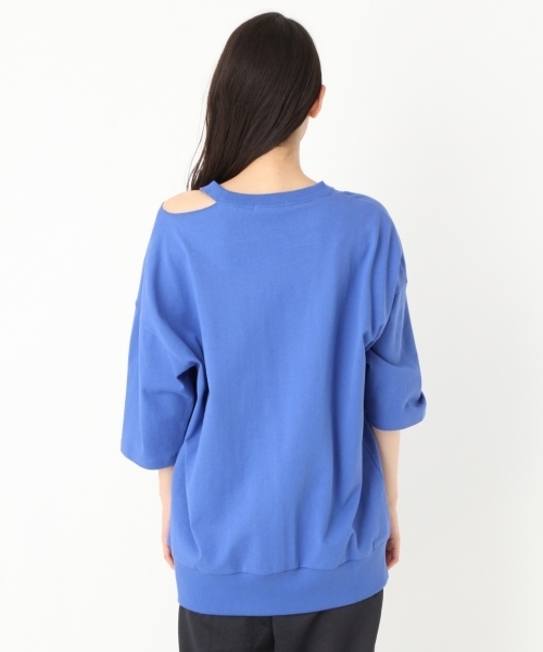 niko and...(ニコアンド)の「コットンカットアウトワイド6分袖Tシャツ【niko and ...】(Tシャツ/カットソー・レディース・イエロー/ホワイト/ブルー・LARGE/MEDIUM)」の9枚目の写真