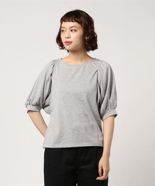 earth music&ecology（アースミュージックアンドエコロジー）の「・袖コンギャザープルオーバー（Tシャツ/カットソー・レディース・ブラック/パープル/オフホワイト/杢グレー・FREE）」の7枚目の写真