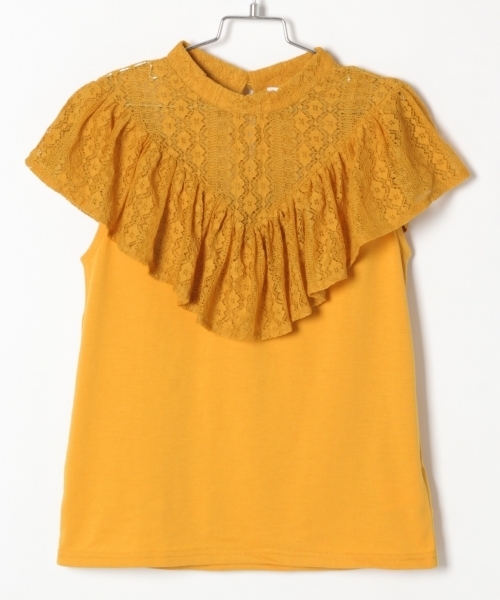 GLOBAL WORK（グローバルワーク）の「【ジュニア】ラッフルレースカットプルオーバー/796469（Tシャツ/カットソー・キッズ・ホワイト/ブラック/イエロー・LARGE/MEDIUM）」の3枚目の写真