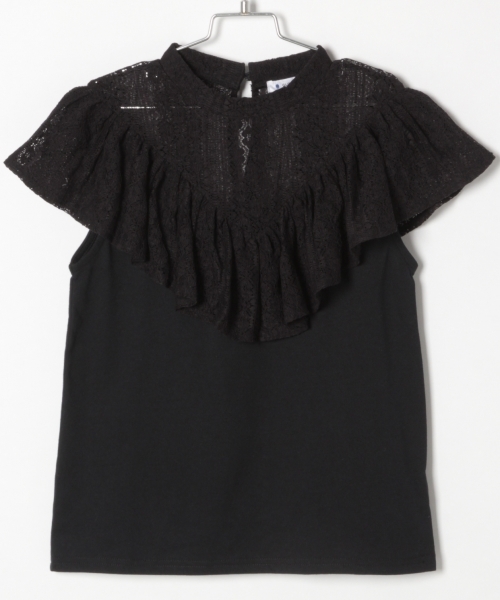 GLOBAL WORK（グローバルワーク）の「【ジュニア】ラッフルレースカットプルオーバー/796469（Tシャツ/カットソー・キッズ・ホワイト/ブラック/イエロー・LARGE/MEDIUM）」の2枚目の写真