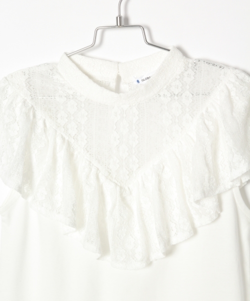 GLOBAL WORK（グローバルワーク）の「【ジュニア】ラッフルレースカットプルオーバー/796469（Tシャツ/カットソー・キッズ・ホワイト/ブラック/イエロー・LARGE/MEDIUM）」の6枚目の写真