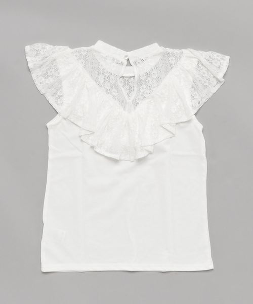 GLOBAL WORK（グローバルワーク）の「【ジュニア】ラッフルレースカットプルオーバー/796469（Tシャツ/カットソー・キッズ・ホワイト/ブラック/イエロー・LARGE/MEDIUM）」の4枚目の写真