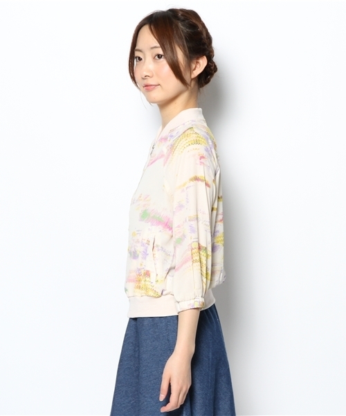 mysty woman（ミスティウーマン）の「ジョーゼットブルゾン（ブルゾン・レディース・その他1/アイボリー/ネイビー・MEDIUM）」の5枚目の写真