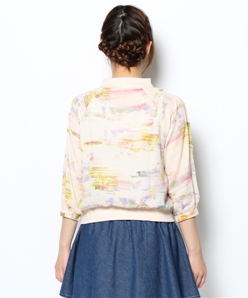 mysty woman（ミスティウーマン）の「ジョーゼットブルゾン（ブルゾン・レディース・その他1/アイボリー/ネイビー・MEDIUM）」の6枚目の写真