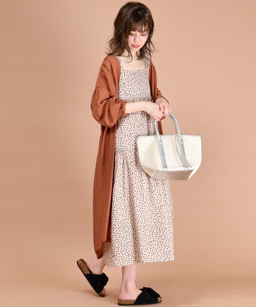 natural couture（ナチュラルクチュール）の「ウエストドロストサテンガウン（カーディガン/ボレロ・レディース・ベージュ/ミント/レンガ・FREE）」の10枚目の写真