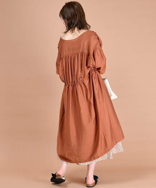 natural couture（ナチュラルクチュール）の「ウエストドロストサテンガウン（カーディガン/ボレロ・レディース・ベージュ/ミント/レンガ・FREE）」の11枚目の写真