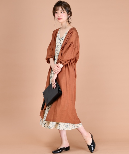 natural couture（ナチュラルクチュール）の「ウエストドロストサテンガウン（カーディガン/ボレロ・レディース・ベージュ/ミント/レンガ・FREE）」の12枚目の写真