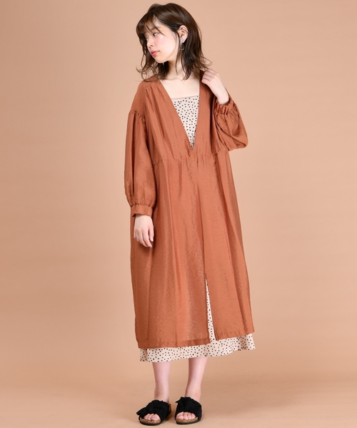 natural couture（ナチュラルクチュール）の「ウエストドロストサテンガウン（カーディガン/ボレロ・レディース・ベージュ/ミント/レンガ・FREE）」の16枚目の写真