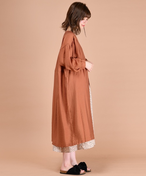 natural couture（ナチュラルクチュール）の「ウエストドロストサテンガウン（カーディガン/ボレロ・レディース・ベージュ/ミント/レンガ・FREE）」の17枚目の写真