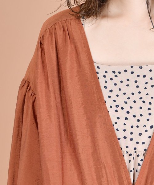 natural couture（ナチュラルクチュール）の「ウエストドロストサテンガウン（カーディガン/ボレロ・レディース・ベージュ/ミント/レンガ・FREE）」の19枚目の写真