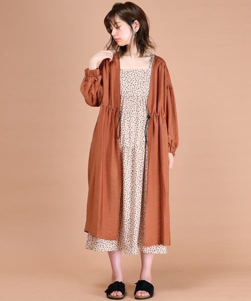 natural couture（ナチュラルクチュール）の「ウエストドロストサテンガウン（カーディガン/ボレロ・レディース・ベージュ/ミント/レンガ・FREE）」の22枚目の写真