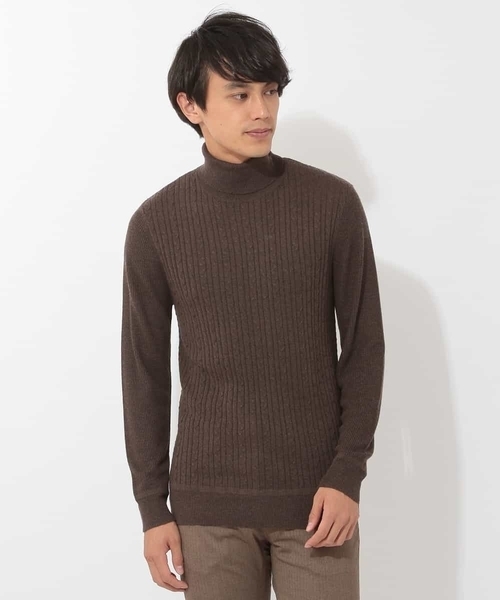 MK MICHEL KLEIN HOMME (エムケーミッシェルクランオム)の「【洗える】タートルネックケーブルニット(ニット/セーター・メンズ・ホワイト/ブラック/ブラウン/レッド・46/48/51)」の7枚目の写真
