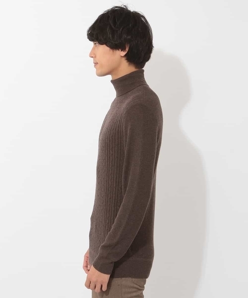 MK MICHEL KLEIN HOMME (エムケーミッシェルクランオム)の「【洗える】タートルネックケーブルニット(ニット/セーター・メンズ・ホワイト/ブラック/ブラウン/レッド・46/48/51)」の8枚目の写真
