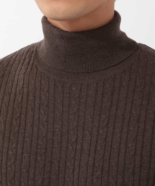 MK MICHEL KLEIN HOMME (エムケーミッシェルクランオム)の「【洗える】タートルネックケーブルニット(ニット/セーター・メンズ・ホワイト/ブラック/ブラウン/レッド・46/48/51)」の10枚目の写真