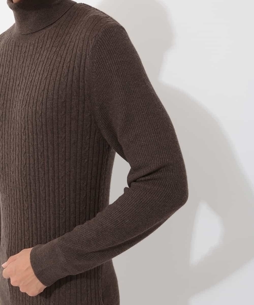 MK MICHEL KLEIN HOMME (エムケーミッシェルクランオム)の「【洗える】タートルネックケーブルニット(ニット/セーター・メンズ・ホワイト/ブラック/ブラウン/レッド・46/48/51)」の11枚目の写真