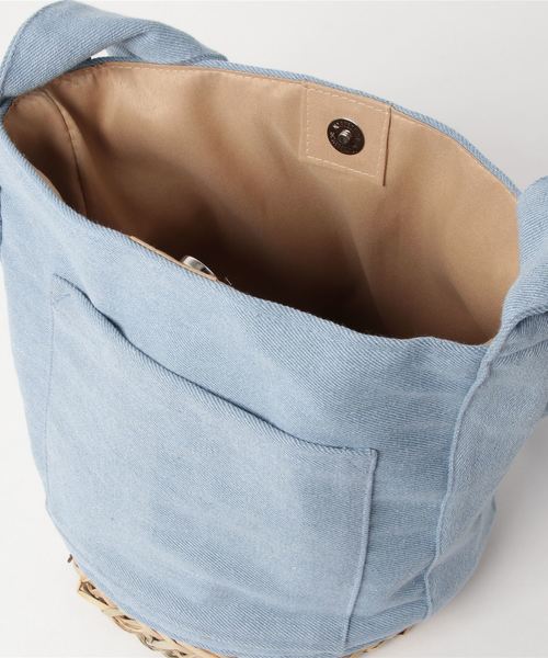 classicalelf（クラシカルエルフ）の「ラフリボン×カゴ　コンビ トートショルダーかごバッグ（かごバッグ・レディース・ブラック/カーキ/インディゴブルー/アイボリー・ONE SIZE）」の15枚目の写真