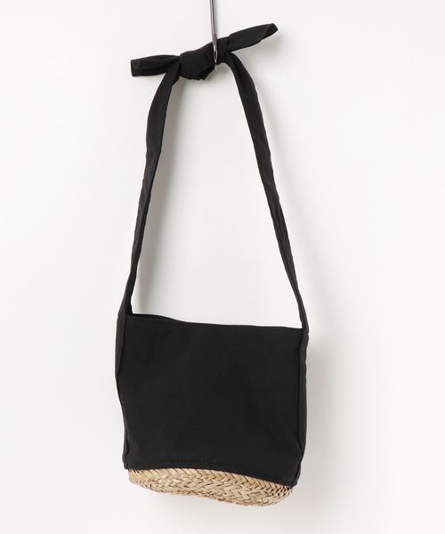 classicalelf（クラシカルエルフ）の「ラフリボン×カゴ　コンビ トートショルダーかごバッグ（かごバッグ・レディース・ブラック/カーキ/インディゴブルー/アイボリー・ONE SIZE）」の11枚目の写真