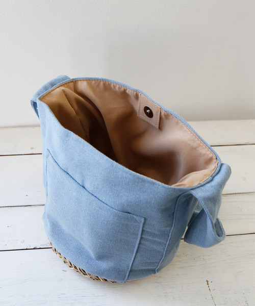 classicalelf（クラシカルエルフ）の「ラフリボン×カゴ　コンビ トートショルダーかごバッグ（かごバッグ・レディース・ブラック/カーキ/インディゴブルー/アイボリー・ONE SIZE）」の20枚目の写真