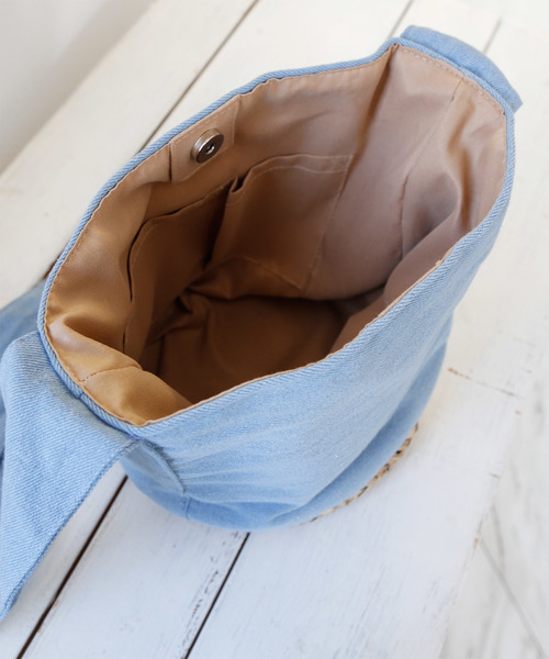 classicalelf（クラシカルエルフ）の「ラフリボン×カゴ　コンビ トートショルダーかごバッグ（かごバッグ・レディース・ブラック/カーキ/インディゴブルー/アイボリー・ONE SIZE）」の19枚目の写真