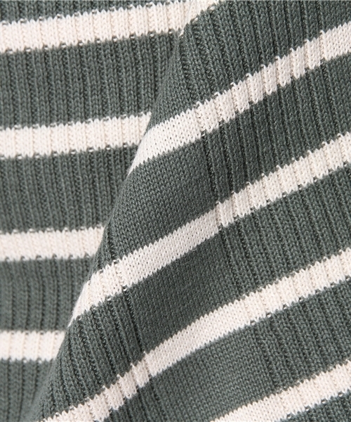 Chico（チコ）の「ボーダーリブハイネックニット（ニット/セーター・レディース・ダークグリーン/オフホワイト・FREE）」の8枚目の写真