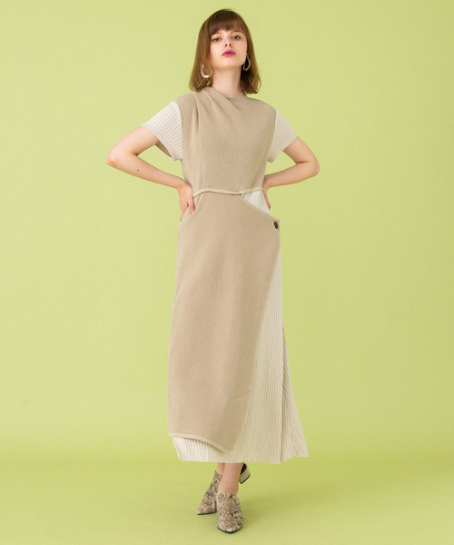 UNITED TOKYO（ユナイテッドトウキョウ）の「アシメカットワンピース（ワンピース・レディース・ブラック/ブルー/ベージュ・1）」の21枚目の写真