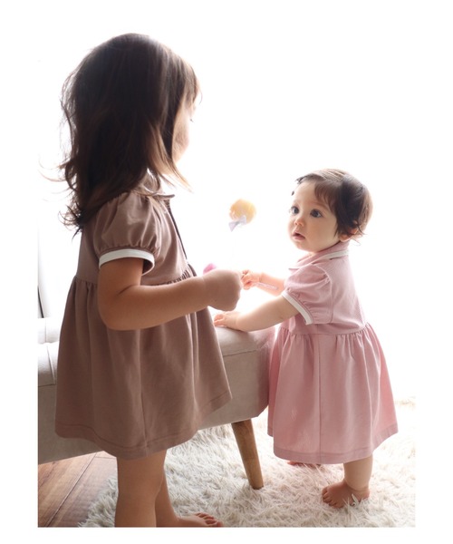 SweetMommy(スウィートマミー)の「ベビーポロワンピース ロンパース(ロンパース・キッズ・オフホワイト/グレイッシュベージュ/ブルー/ピンク・90/80/50-70)」の12枚目の写真