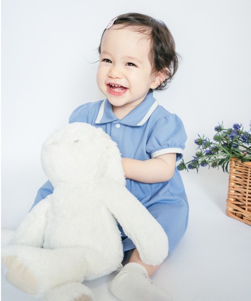 SweetMommy(スウィートマミー)の「ベビーポロワンピース ロンパース(ロンパース・キッズ・オフホワイト/グレイッシュベージュ/ブルー/ピンク・90/80/50-70)」の17枚目の写真
