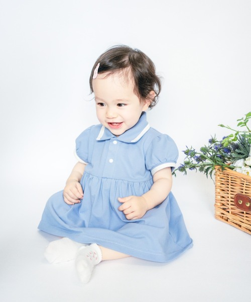 SweetMommy(スウィートマミー)の「ベビーポロワンピース ロンパース(ロンパース・キッズ・オフホワイト/グレイッシュベージュ/ブルー/ピンク・90/80/50-70)」の19枚目の写真
