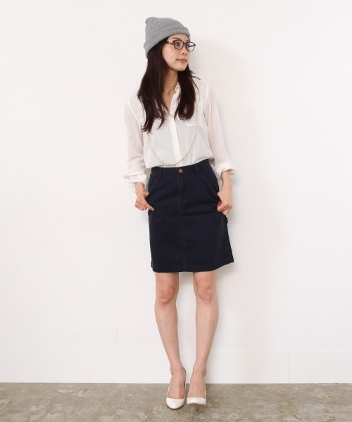 coen（コーエン）の「SMITH(スミス)ピケタイトスカート（スカート・レディース・ネイビー/オレンジ/オフホワイト・SMALL/MEDIUM/LARGE）」の6枚目の写真