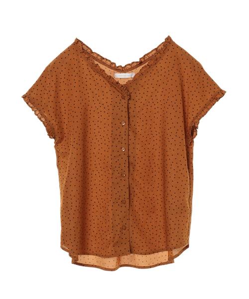 AMERICAN HOLIC（アメリカンホリック）の「両Vネックフリルフロントボタンブラウス　＊（シャツ/ブラウス・レディース・ドット/その他14/ブラック系その他5・FREE）」の5枚目の写真