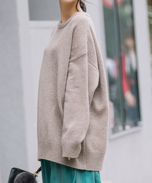 Munich（ミューニック）の「ラムウールジャージークルーネックプルオーバー（ニット/セーター・レディース・ブラック/ベージュ/レッド/アイボリー・FREE）」の15枚目の写真