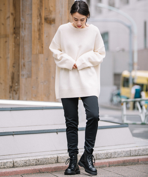 Munich（ミューニック）の「ラムウールジャージークルーネックプルオーバー（ニット/セーター・レディース・ブラック/ベージュ/レッド/アイボリー・FREE）」の21枚目の写真