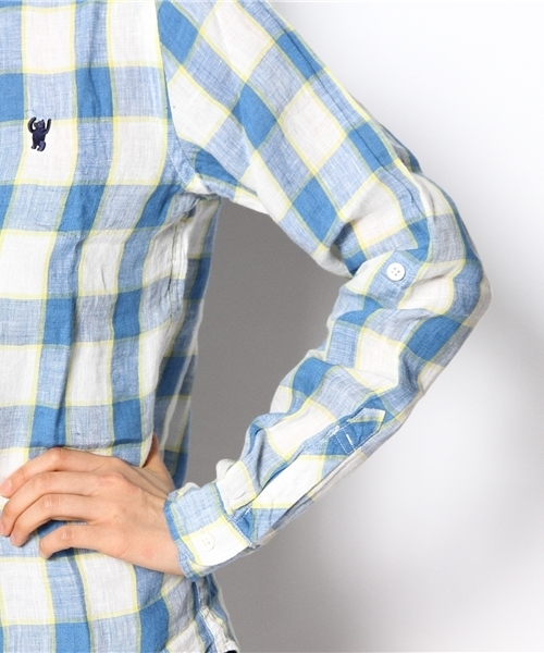 coen（コーエン）の「チェック柄リネンシャツ（シャツ/ブラウス・レディース・ピンク/レッド/イエロー/コバルトブルー・MEDIUM/LARGE）」の9枚目の写真