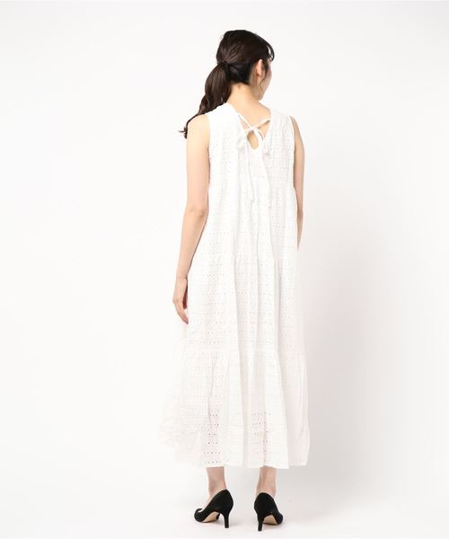 KOBE LETTUCE（コウベレタス）の「ノースリーブコットンレースティアードマキシ丈ワンピース（ワンピース・レディース・ブルー/ブラック/オフホワイト/ミント・FREE）」の7枚目の写真