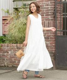 KOBE LETTUCE | ノースリーブコットンレースティアードマキシ丈ワンピース(ワンピース)