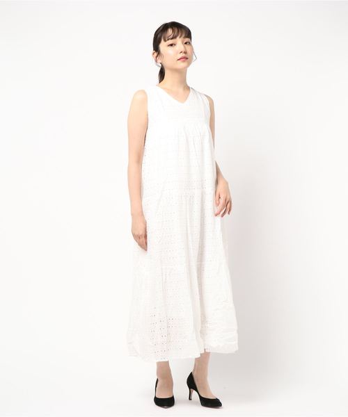 KOBE LETTUCE（コウベレタス）の「ノースリーブコットンレースティアードマキシ丈ワンピース（ワンピース・レディース・ブルー/ブラック/オフホワイト/ミント・FREE）」の10枚目の写真