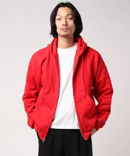 Champion(チャンピオン)の「Champion(チャンピオン) ジップアップスウェットパーカー 9oz(パーカー・メンズ・ブラック/グレー/ダークグリーン/ネイビー/レッド/レッド系その他/チャコール・SMALL/MEDIUM/LARGE/X-LARGE)」の7枚目の写真