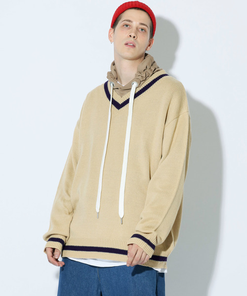 act'm（アクトム）の「act'm オーバーサイズ チルデン セーター ニット（ニット/セーター・メンズ・ホワイト系その他/グレー系その他/ベージュ系その他/ブルー系その他/パープル系その他・FREE）」の4枚目の写真