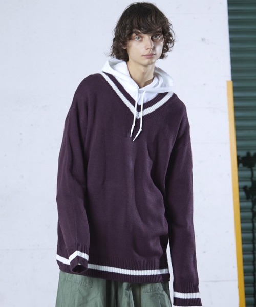 act'm（アクトム）の「act'm オーバーサイズ チルデン セーター ニット（ニット/セーター・メンズ・ホワイト系その他/グレー系その他/ベージュ系その他/ブルー系その他/パープル系その他・FREE）」の5枚目の写真