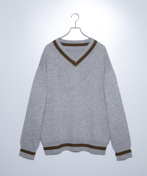 act'm（アクトム）の「act'm オーバーサイズ チルデン セーター ニット（ニット/セーター・メンズ・ホワイト系その他/グレー系その他/ベージュ系その他/ブルー系その他/パープル系その他・FREE）」の10枚目の写真