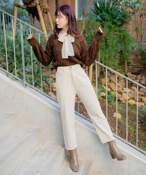 VANNIE U（ヴァニーユー）の「チョコクリームデニム（デニムパンツ・レディース・ブラウン/ナチュラル・SMALL/MEDIUM/LARGE）」の10枚目の写真