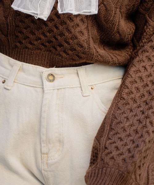 VANNIE U（ヴァニーユー）の「チョコクリームデニム（デニムパンツ・レディース・ブラウン/ナチュラル・SMALL/MEDIUM/LARGE）」の12枚目の写真