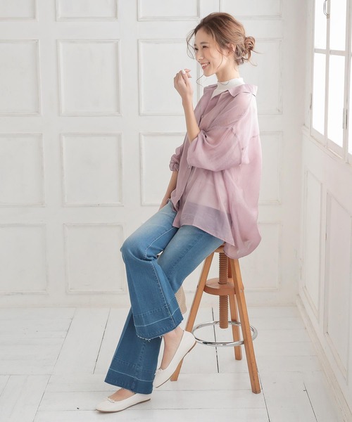 KOBE LETTUCE（コウベレタス）の「センタープレスフレアデニムパンツ（デニムパンツ・レディース・インディゴブルー/ブルー/ブラック/ブルー系その他・S/M）」の12枚目の写真