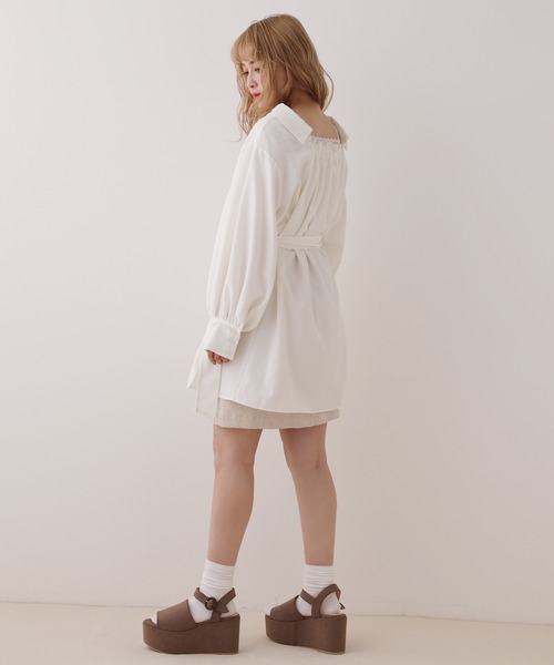 one after another NICE CLAUP（ワンアフターアナザーナイスクラップ）の「ベルト付チュニック風ブラウス（シャツ/ブラウス・レディース・オフホワイト/ミント/チェック・FREE）」の10枚目の写真