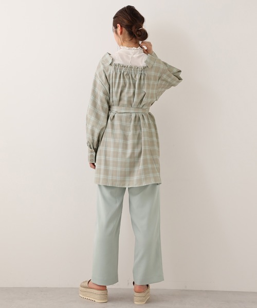 one after another NICE CLAUP（ワンアフターアナザーナイスクラップ）の「ベルト付チュニック風ブラウス（シャツ/ブラウス・レディース・オフホワイト/ミント/チェック・FREE）」の8枚目の写真