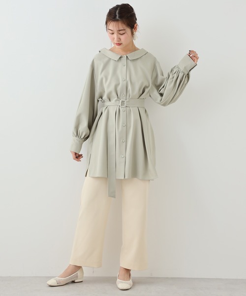 one after another NICE CLAUP（ワンアフターアナザーナイスクラップ）の「ベルト付チュニック風ブラウス（シャツ/ブラウス・レディース・オフホワイト/ミント/チェック・FREE）」の19枚目の写真