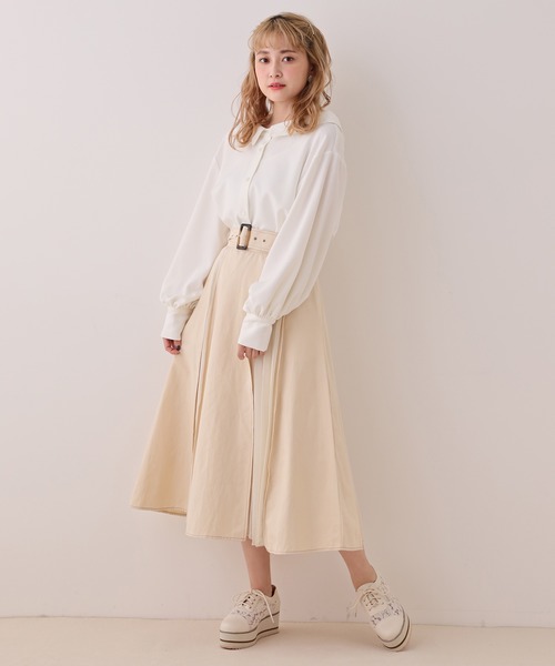 one after another NICE CLAUP（ワンアフターアナザーナイスクラップ）の「ベルト付チュニック風ブラウス（シャツ/ブラウス・レディース・オフホワイト/ミント/チェック・FREE）」の13枚目の写真