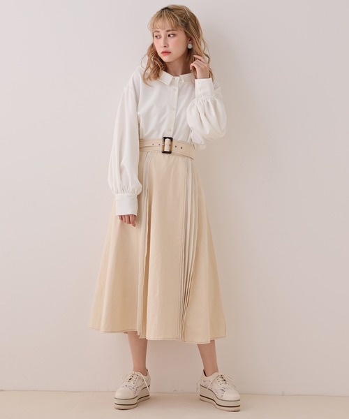 one after another NICE CLAUP（ワンアフターアナザーナイスクラップ）の「ベルト付チュニック風ブラウス（シャツ/ブラウス・レディース・オフホワイト/ミント/チェック・FREE）」の14枚目の写真