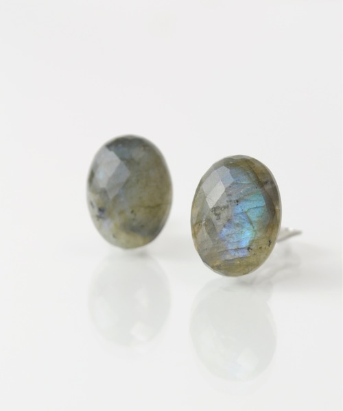 anq.（アンク）の「「anq.」OneStoneイヤリング（ラブラドライト）（イヤリング・レディース・グレー/レッド・ONE SIZE）」の4枚目の写真